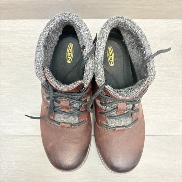KEEN The Slater Boots Brown Red Leather Waterproof Boots Men’s Size 9.5M